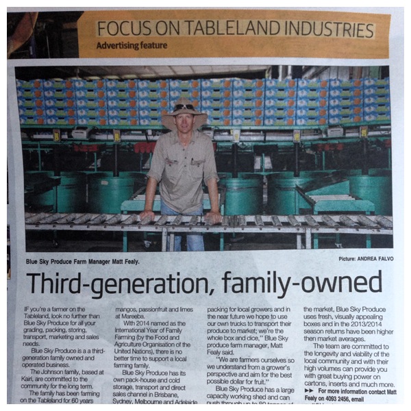 We made sure the Year of the Farming Family got a mention in our recent newspaper article showing!